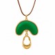 Collar con Semicírculo Metálico con Esmalte Verde y Lágrima