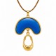 Necklace with Metal Semicircle with Blue Enamel & Teardrop