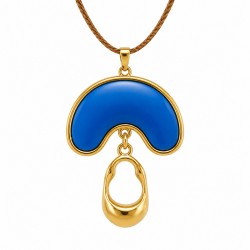 Collana con Semicerchio in Metallo con Smalto Blu e Goccia