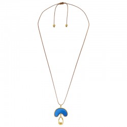 Collana con Semicerchio in Metallo con Smalto Blu e Goccia