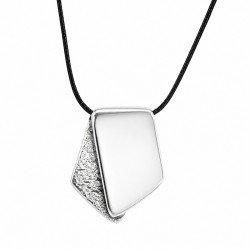 Necklace with Textured Silver Geometric Trapezoid Pendant