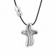 Collier avec Croix en Métal Argenté en Deux Parties sur Cordon Noir