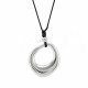 Necklace with Asymmetric Silver Metal Rhombus on Black Cord