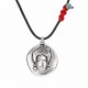 Collier avec tresse Frida & ADN en métal argenté sur cordon noir