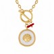 Collier avec Coquillage en Métal Émaillé Blanc et Fermoir en T