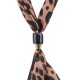 Modern Animal Print Scarf Necklace with Ceramic Tube