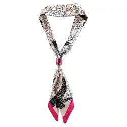 Modern Flower-Print Scarf Necklace with Ceramic Tube