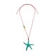 Collana con Stella Marina in Acrilico Turchese e Perla Arancione