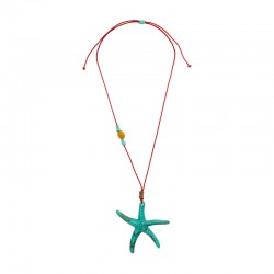 Collar con Estrella de Mar de Acrílico Turquesa y Cuenta Naranja