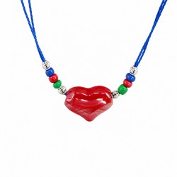 Collana con cursore a forma di Cuore in Ceramica Rossa e Perline