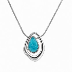 Silver Necklace with Asymmetric Drop & Turquoise Enamel