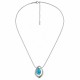 Silver Necklace with Asymmetric Drop & Turquoise Enamel