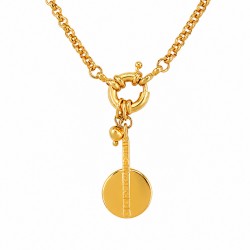 Silver Necklace with Round Pendant Featuring Embossed Line