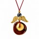 Collier avec disque en céramique bordeaux et éléments métalliques en forme d'ailes