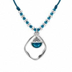 Collier avec Motif Losange Métallique Asymétrique et Cristaux