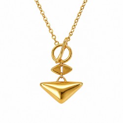Geometric Necklace with Metal Rhombus and T-Bar Clasp
