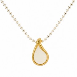 Collier avec Pendentif Goutte en Métal et Émail Ivoire