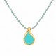Necklace with Metal Drop Charm and Turquoise Enamel