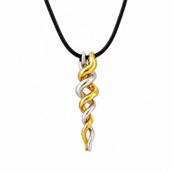 Collier avec pendentifs métalliques rotatifs dorés et argentés