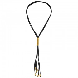 Collana con Cordoncini Neri Multipli e Tubo Metallico