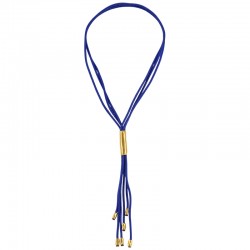 Collana con Cordoncini Blu Multipli e Tubo Metallico