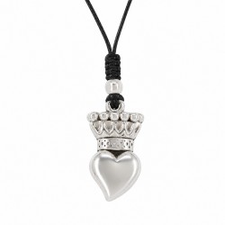 Collar con Corazón y Corona de Metal Zamak