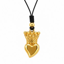 Collar con Corazón y Corona de Metal Zamak