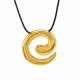 Necklace with Gold Metal Spiral Pendant on Black Cord