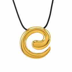 Necklace with Gold Metal Spiral Pendant on Black Cord