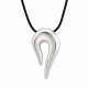 Collana con Pendente Curvo in Argento e Cordino Nero