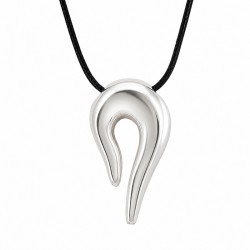 Collana con Pendente Curvo in Argento e Cordino Nero