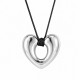 Collier avec Pendentif Cœur Bombé Ouvert en Or et Cordon Noir