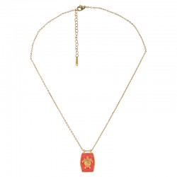 Collana con Ciondolo in Metallo Smalato Arancione e Motivo Tartaruga
