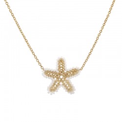 304 Stainless Steel Necklace with Miyuki Starfish 40+5cm