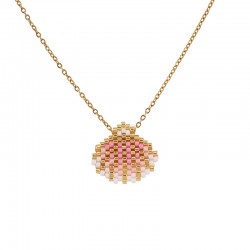 Collier en Acier Inoxydable 304 avec Coquillage Miyuki Rose 40+5 cm