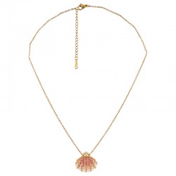 Collar de Acero Inoxidable 304 con Concha Miyuki Rosa, 40+5 cm
