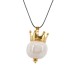 Necklace with White Ceramic Bead & Gold Crown