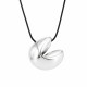 Necklace with Silver Metal Fortune Cookie on Black Cord