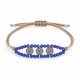 Bracciale con Connettore Etnico in Argento e Perline di Vetro Blu