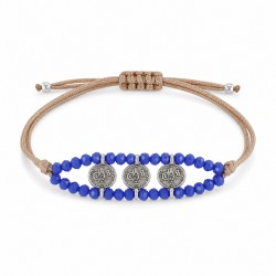 Pulsera con Conector de Metal Zamak y Bolas de Cristal