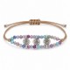 Bracelet avec connecteur fleur en argent et perles de verre multicolores