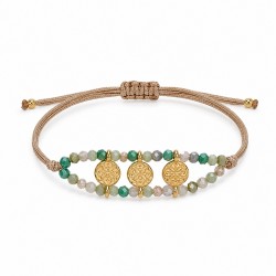 Pulsera con Conector de Metal Zamak y Bolas de Cristal