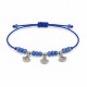 Bracciale con Ciondoli Etnici in Argento e Perline di Vetro Blu