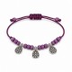 Bracelet avec Gouttes Argentées et Perles en Verre Violettes