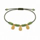 Bracelet avec Gouttes Dorées et Perles en Verre Olive
