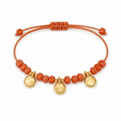 Bracciale con Ciondoli Dorati e Perline in Vetro Arancioni