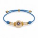 Bracciale con Tubicino Scorrevole Rotondo in Ceramica Bianca con Occhio Turco