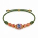 Bracelet avec rondelle en céramique saumon et fleur
