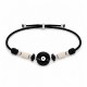 Bracelet avec Tube Coulissant Rond en Céramique Noire avec Œil Maléfique