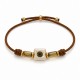 Bracciale con Cursore Quadrato in Ceramica Bianca con Occhio del Malocchio